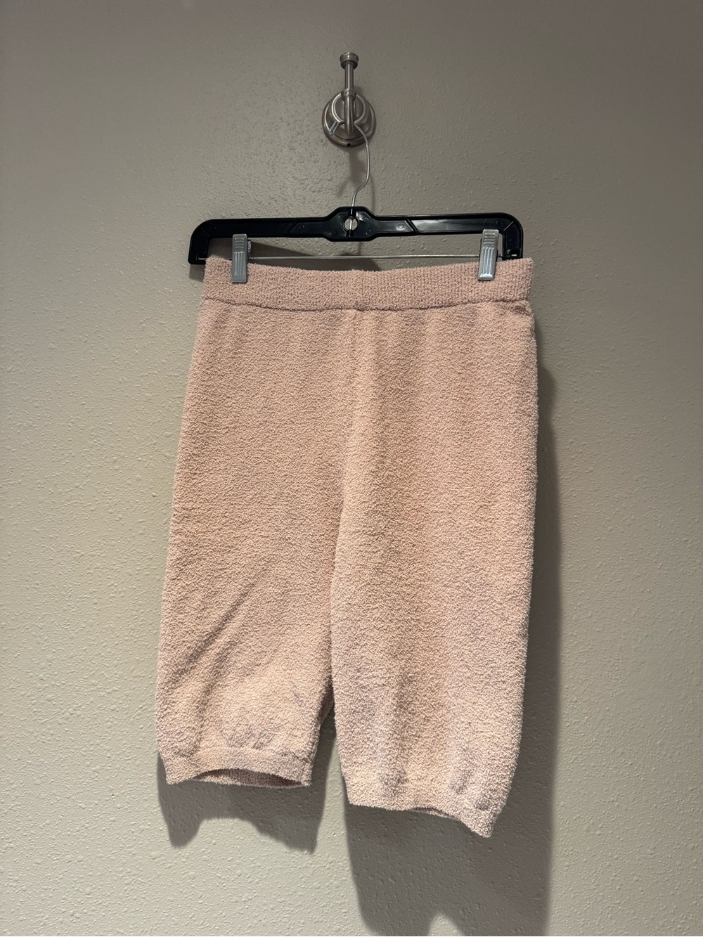 Plush Knit High-Waisted Lounge Shorts - Beige/Nude - Size Medium